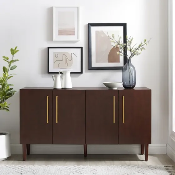 Brown Wood And Gold 4-Door Cabinet-Kirkland's Home New
