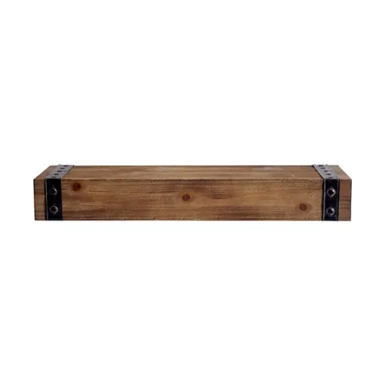 Brown Wood And Metal Shelf, 24 In.-Kirkland's Home Outlet