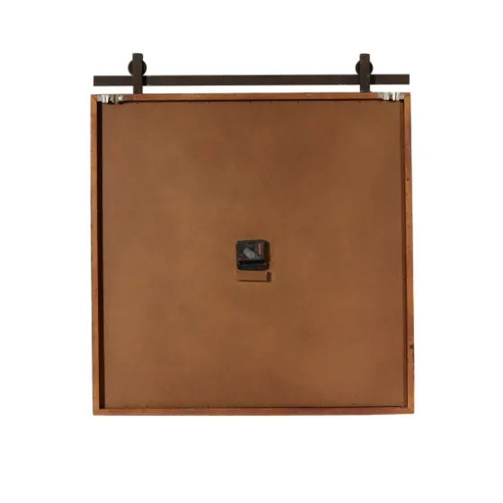 Brown Wood Black Metal Accent Square Wall Clock-Kirkland's Home Outlet