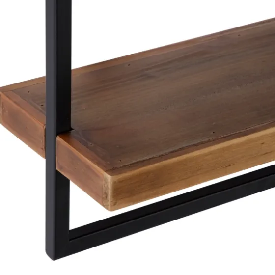 Brown Wood Black Metal Frame Wall Shelves-Kirkland's Home Sale