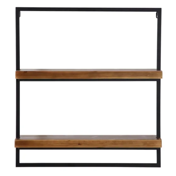 Brown Wood Black Metal Frame Wall Shelves-Kirkland's Home Sale