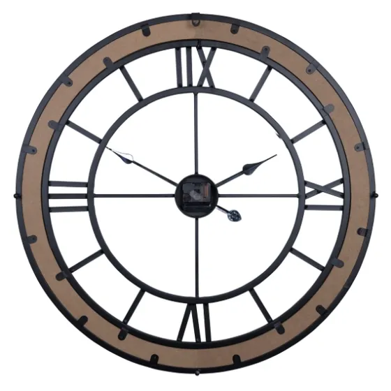 Brown Wood Black Metal Open Cut Out Wall Clock-Kirkland's Home Sale