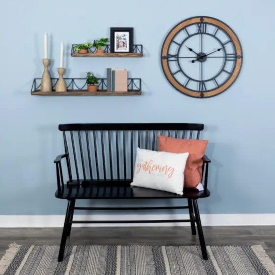 Brown Wood Black Metal Open Cut Out Wall Clock-Kirkland's Home Sale