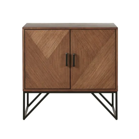 Brown Wood Frame Metal Base 2-Door Cabinet-Kirkland's Home Cheap
