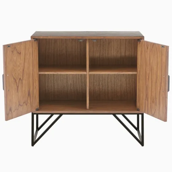 Brown Wood Frame Metal Base 2-Door Cabinet-Kirkland's Home Cheap