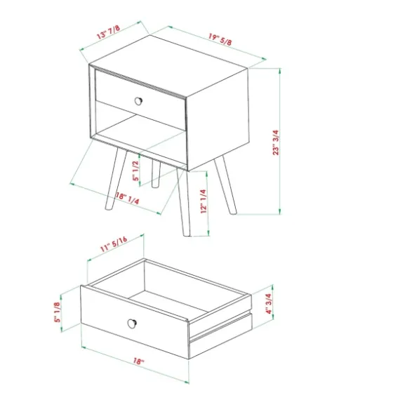 Caramel 1-Drawer Mid Century Nightstand-Kirkland's Home Clearance