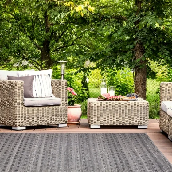 Charcoal Embellished Outdoor Area Rug, 8X10-Kirkland's Home Sale