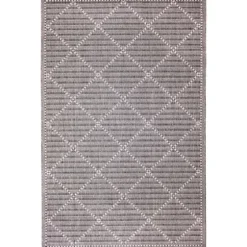 Charcoal Geo Lattice Outdoor Area Rug, 4X7-Kirkland's Home Outlet