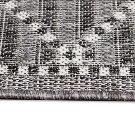 Charcoal Geo Lattice Outdoor Area Rug, 4X7-Kirkland's Home Outlet