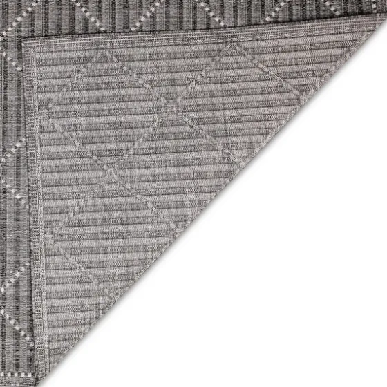 Charcoal Geo Lattice Outdoor Area Rug, 4X7-Kirkland's Home Outlet