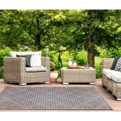 Charcoal Geo Lattice Outdoor Area Rug, 6X9-Kirkland's Home Fashion