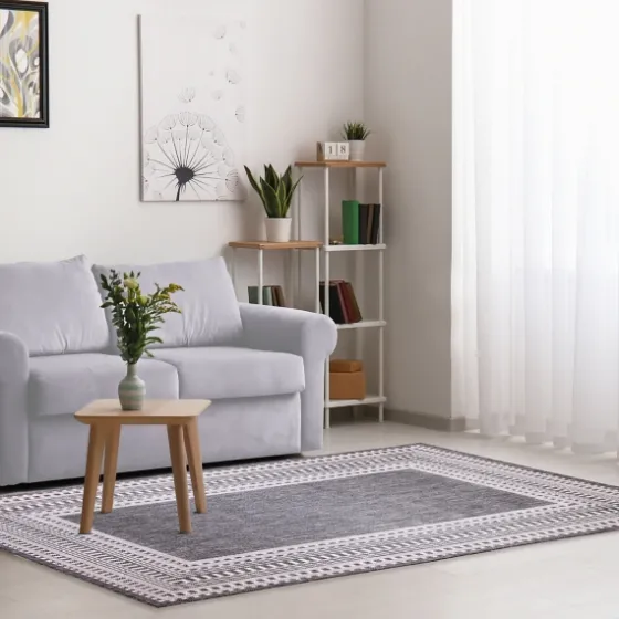Charcoal Linear Macy Indoor/Outdoor Area Rug, 7X9-Kirkland's Home Outlet