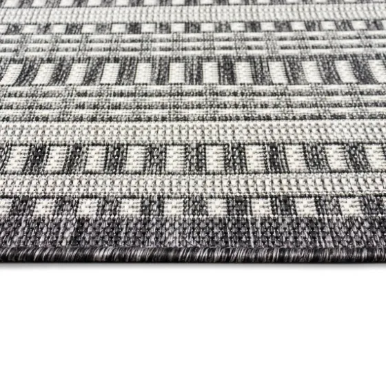Charcoal Linear Macy Indoor/Outdoor Area Rug, 7X9-Kirkland's Home Outlet