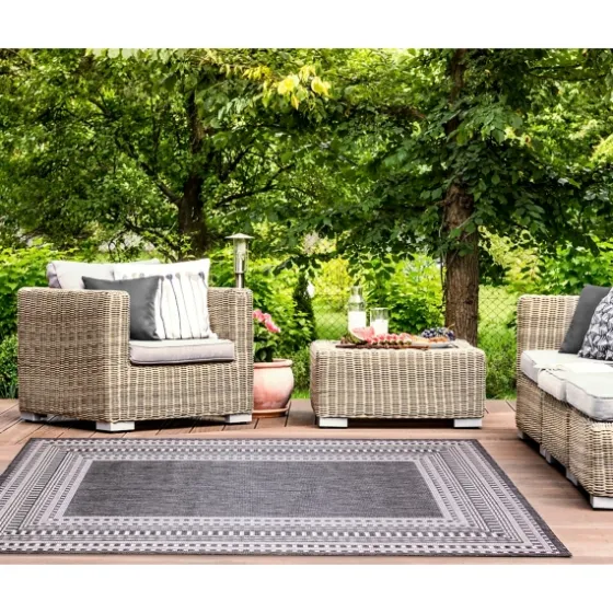 Charcoal Linear Macy Indoor/Outdoor Area Rug, 4X7-Kirkland's Home Best