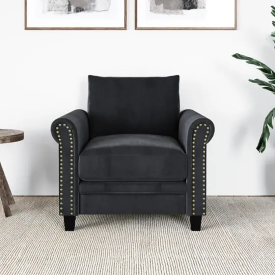 Charcoal Rolled Arms Upholstered Accent Chair-Kirkland's Home Online