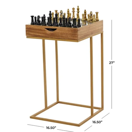 Chess Top Wood C-Frame Accent Table-Kirkland's Home Store
