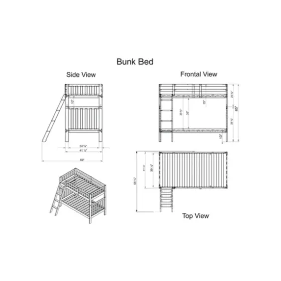Chestnut Pine Wood Detachable Twin Bunk Bed-Kirkland's Home Outlet