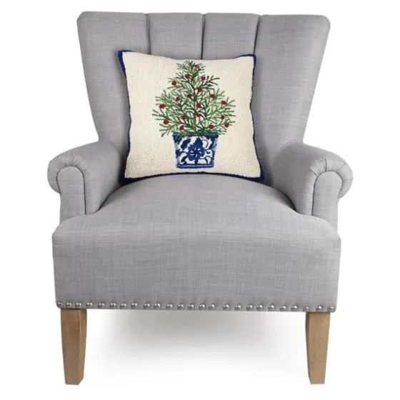 Chinoiserie Tree Blue Trim Wool Christmas Pillow-Kirkland's Home Fashion
