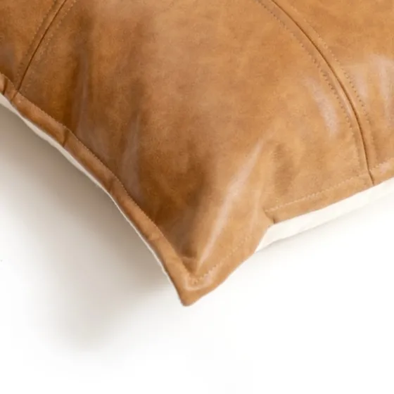 Cognac Faux Leather Lumbar Pillow-Kirkland's Home Discount