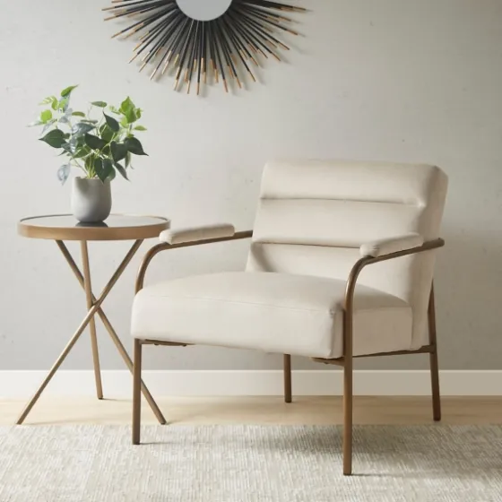 Cream And Gold Channeled Accent Chair-Kirkland's Home Store