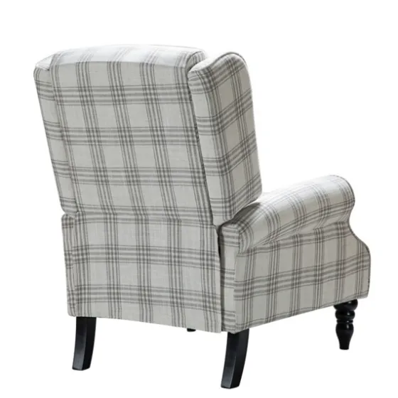 Cream And Gray Plaid Traditional Recliner-Kirkland's Home Outlet
