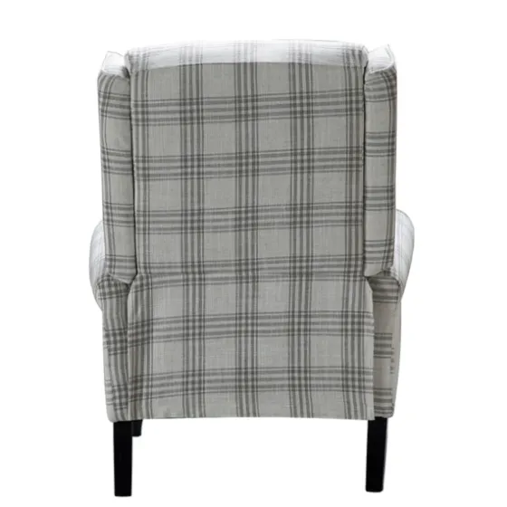 Cream And Gray Plaid Traditional Recliner-Kirkland's Home Outlet