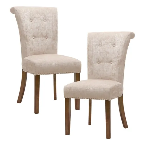 Cream Linen Rolled Back Dining Chairs, Set Of 2-Kirkland's Home Shop