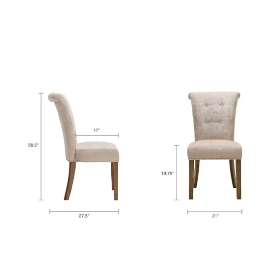 Cream Linen Rolled Back Dining Chairs, Set Of 2-Kirkland's Home Shop
