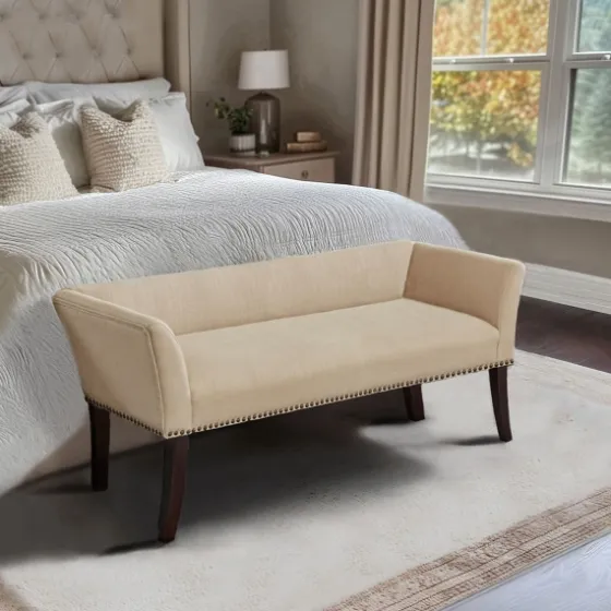 Cream Low Back Flared Arms Bench-Kirkland's Home Cheap