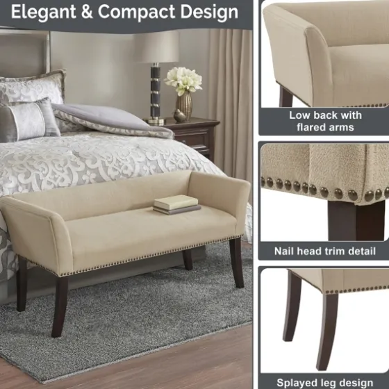 Cream Low Back Flared Arms Bench-Kirkland's Home Cheap