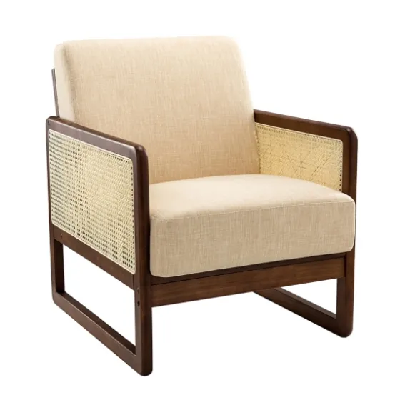 Cream Mahogany Finish Cane Panel Accent Chair-Kirkland's Home Cheap