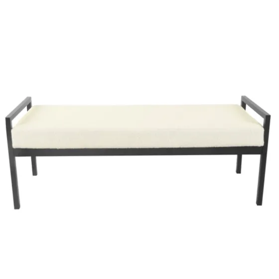 Cream Sherpa Upholstered Metal Bench-Kirkland's Home Cheap