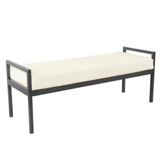 Cream Sherpa Upholstered Metal Bench-Kirkland's Home Cheap