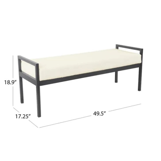 Cream Sherpa Upholstered Metal Bench-Kirkland's Home Cheap