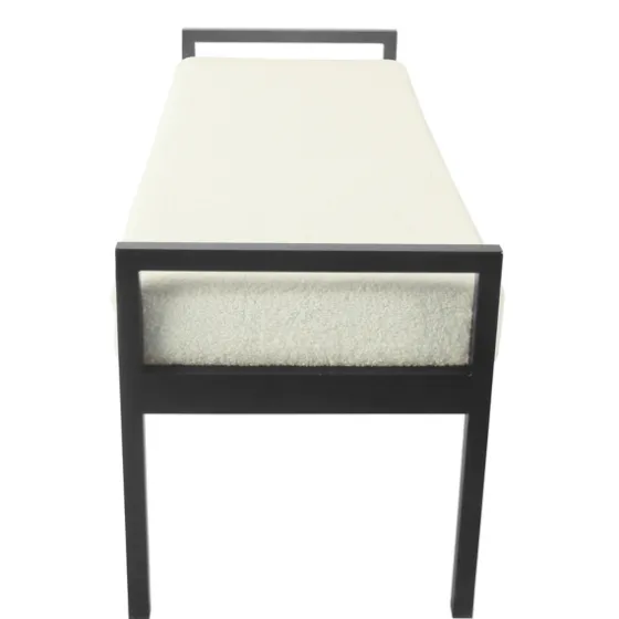 Cream Sherpa Upholstered Metal Bench-Kirkland's Home Cheap