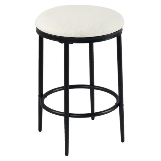 Cream Upholstered Metal Counter Stool-Kirkland's Home Outlet