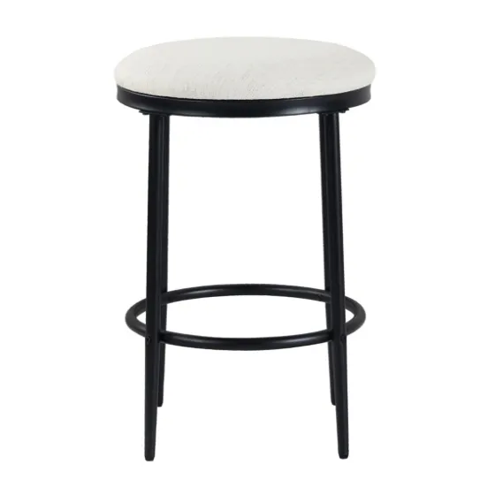 Cream Upholstered Metal Counter Stool-Kirkland's Home Outlet