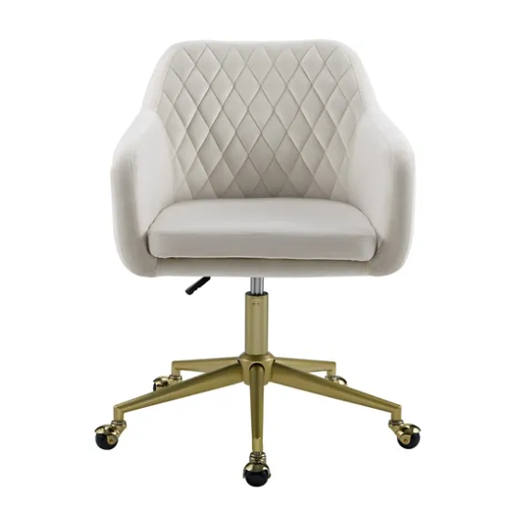 Cream Upholstered Tufted Swivel Office Chair-Kirkland's Home Outlet