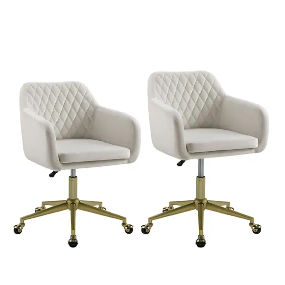 Cream Upholstered Tufted Swivel Office Chair-Kirkland's Home Outlet