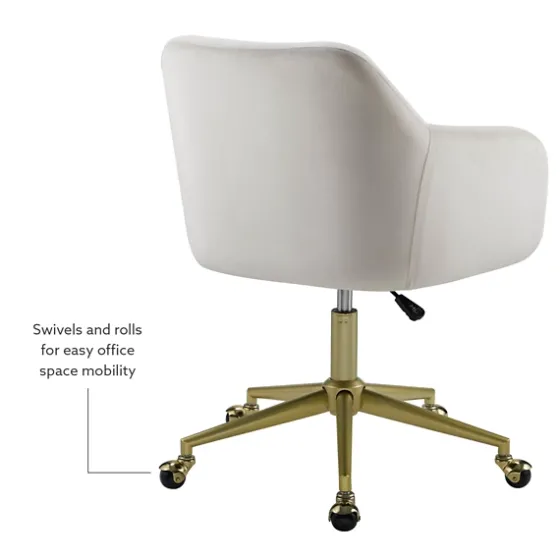 Cream Upholstered Tufted Swivel Office Chair-Kirkland's Home Outlet