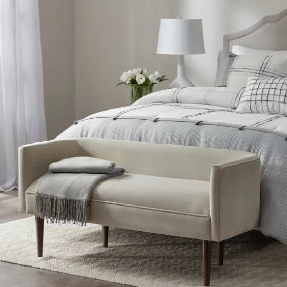 Cream Velvet Low Back Transitional Settee-Kirkland's Home Hot
