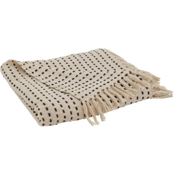 Cream Woven Dashed Cotton Throw-Kirkland's Home Outlet
