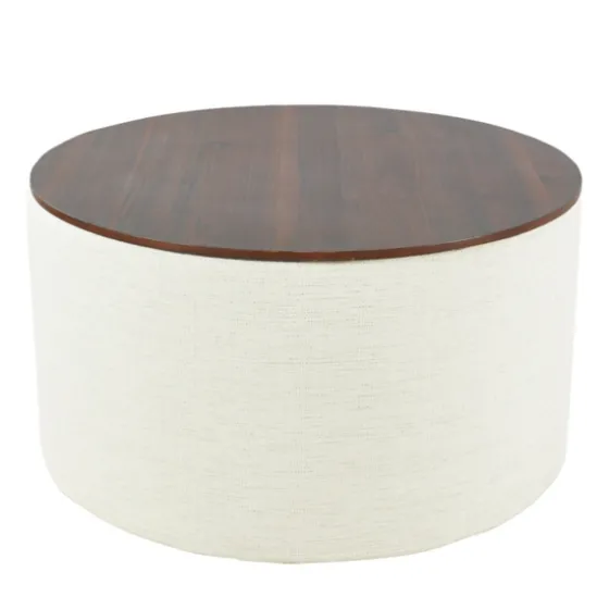 Cream Woven Wood Top Storage Ottoman-Kirkland's Home Cheap