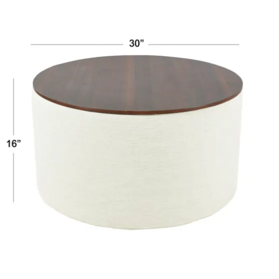 Cream Woven Wood Top Storage Ottoman-Kirkland's Home Cheap