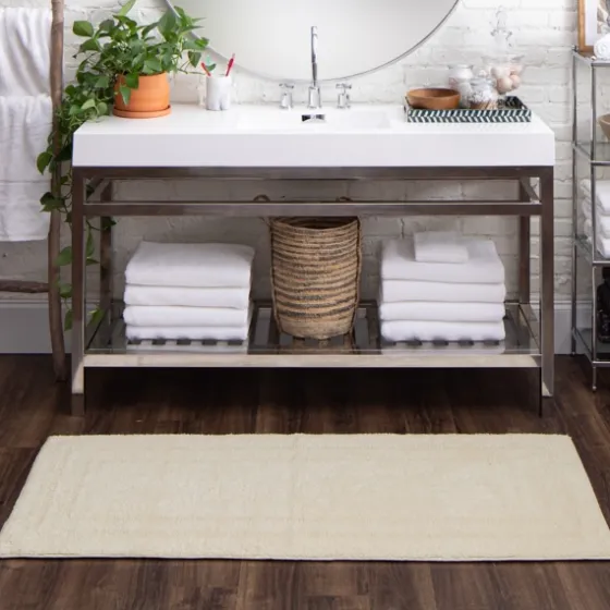 Creme Plush Reversible Cotton Bath Mat, 60 In.-Kirkland's Home Sale