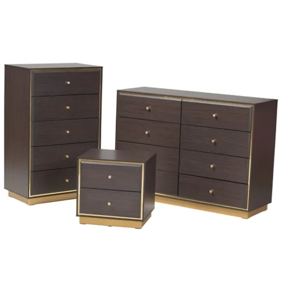 Dark And Gold Wood 3-Pc. Dresser Set-Kirkland's Home Store