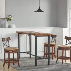 Dark Brown Wood And Seagrass Swivel Counter Stool-Kirkland's Home Cheap