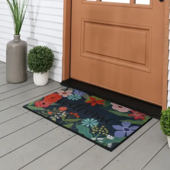 Dark Floral Welcome Rubber Doormat-Kirkland's Home Best