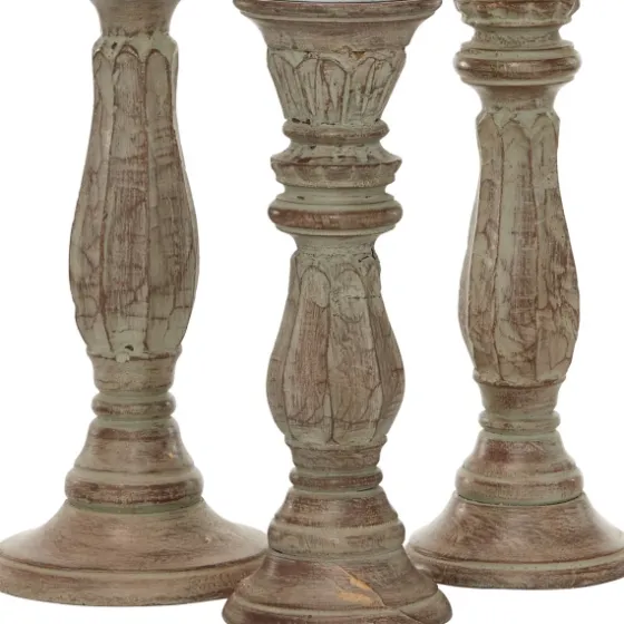 Dark Stained Wood Candle Holders, Set Of 3-Kirkland's Home New