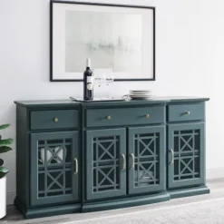 Dark Teal Tiered Fretwork Cabinet-Kirkland's Home Best
